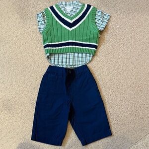Kids Green and Blue Plaid Matching Set